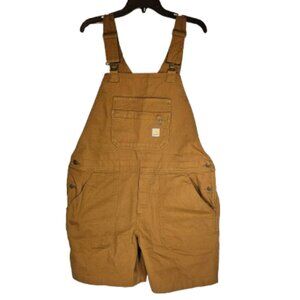 Carhartt Rugged Flex Canvas Shortall Overalls Tan Women's Size XL 16-18 Relaxed